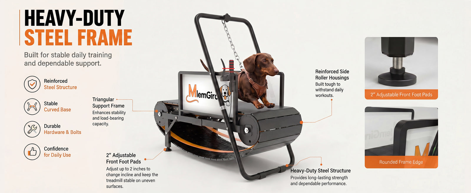 Heavy-duty steel frame — built for stable daily training and dependable support